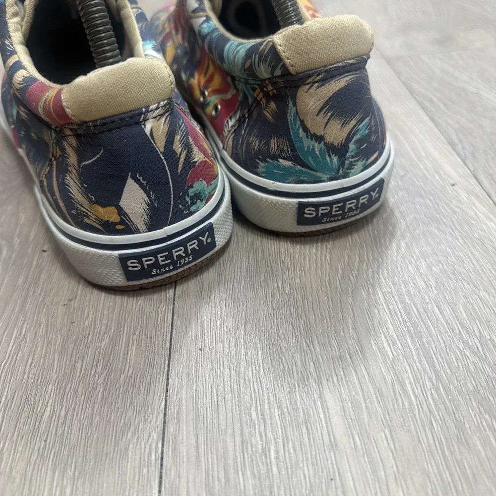 SPERRY Mens 10M Top Sider Canvas Boat Deck Shoes In Floral Print Beach Tropical